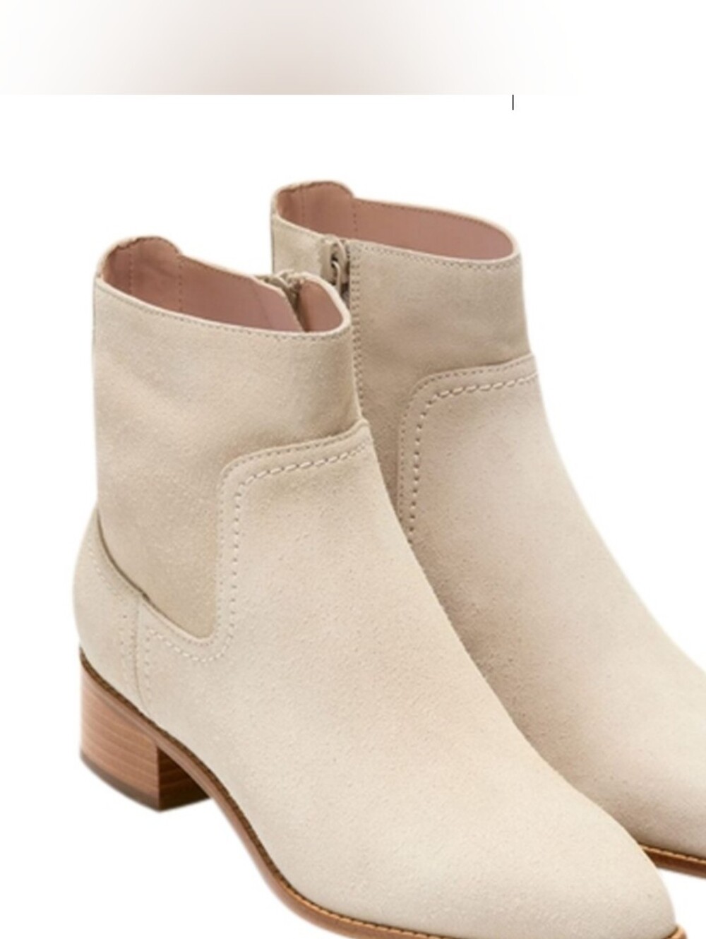 COLE HAAN Beigel Suede Ankle Boots Wood Heel 7.5 NEW